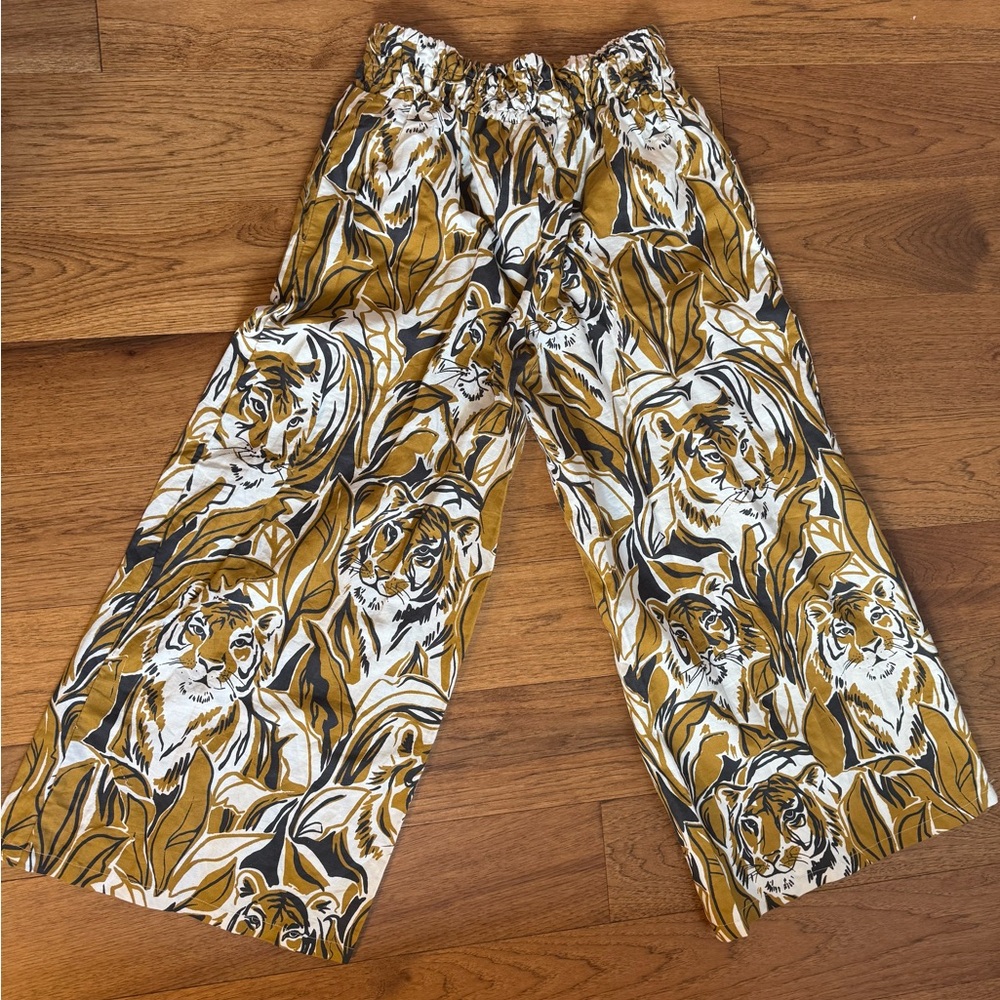 Anthropologie Tiger Face Wide Leg Pants - Picture 4 of 7